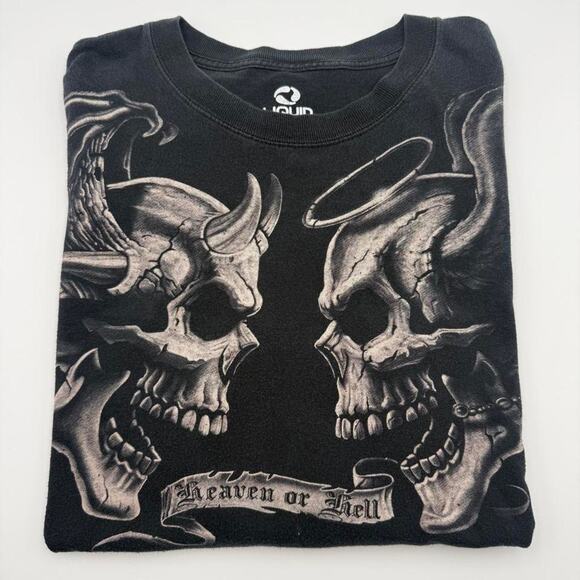 Liquid Blue Other - Y2K Liquid Blue Print 2007 Heaven Or Hell On Anvil Shirt Men Sz XL Skulls